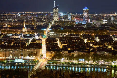 Lyon by night vanaf Fourviere